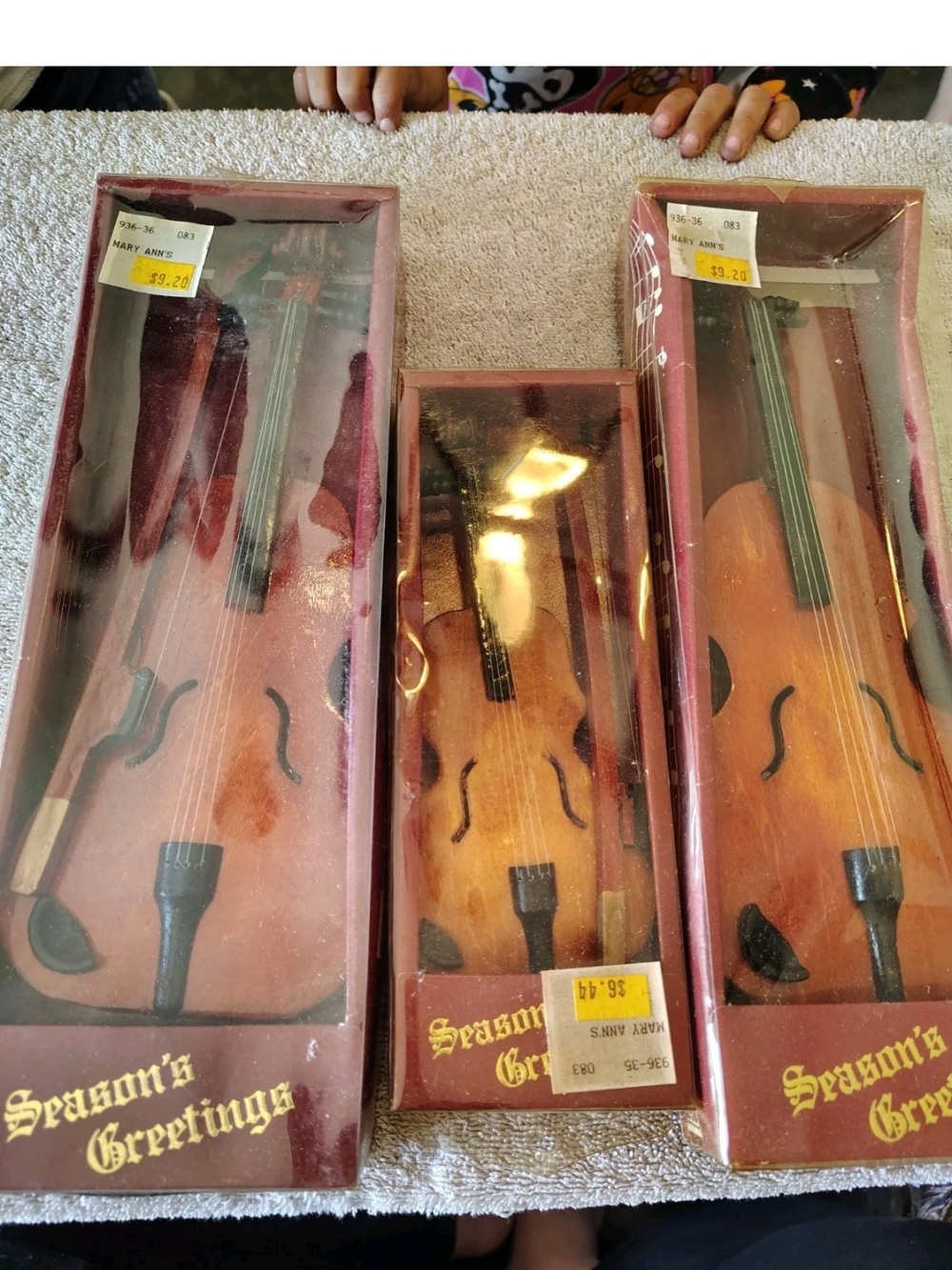 Season's Greetings Decorative Wooden Violin - Brown